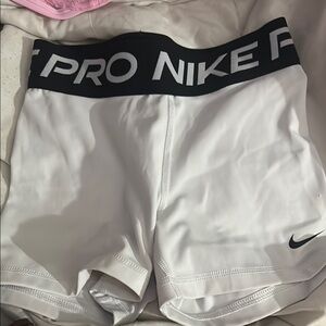 Nike Pro White Shorts with Black Waistband